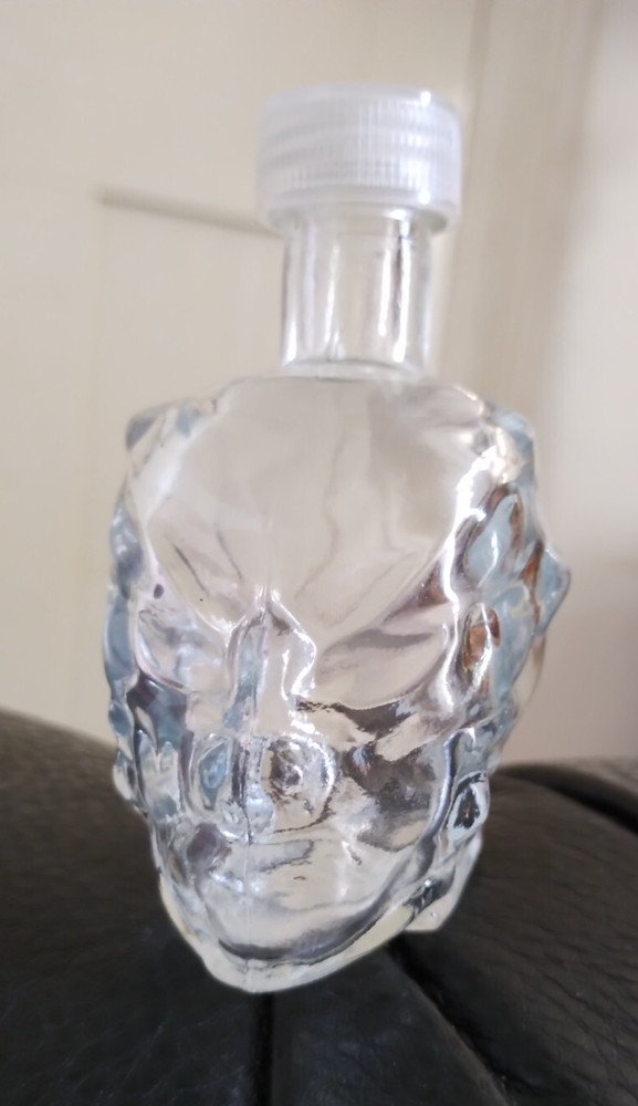 ALIEN HEAD SMALL EMPTY GLASS BOTTLE WITH SCREW ON LID