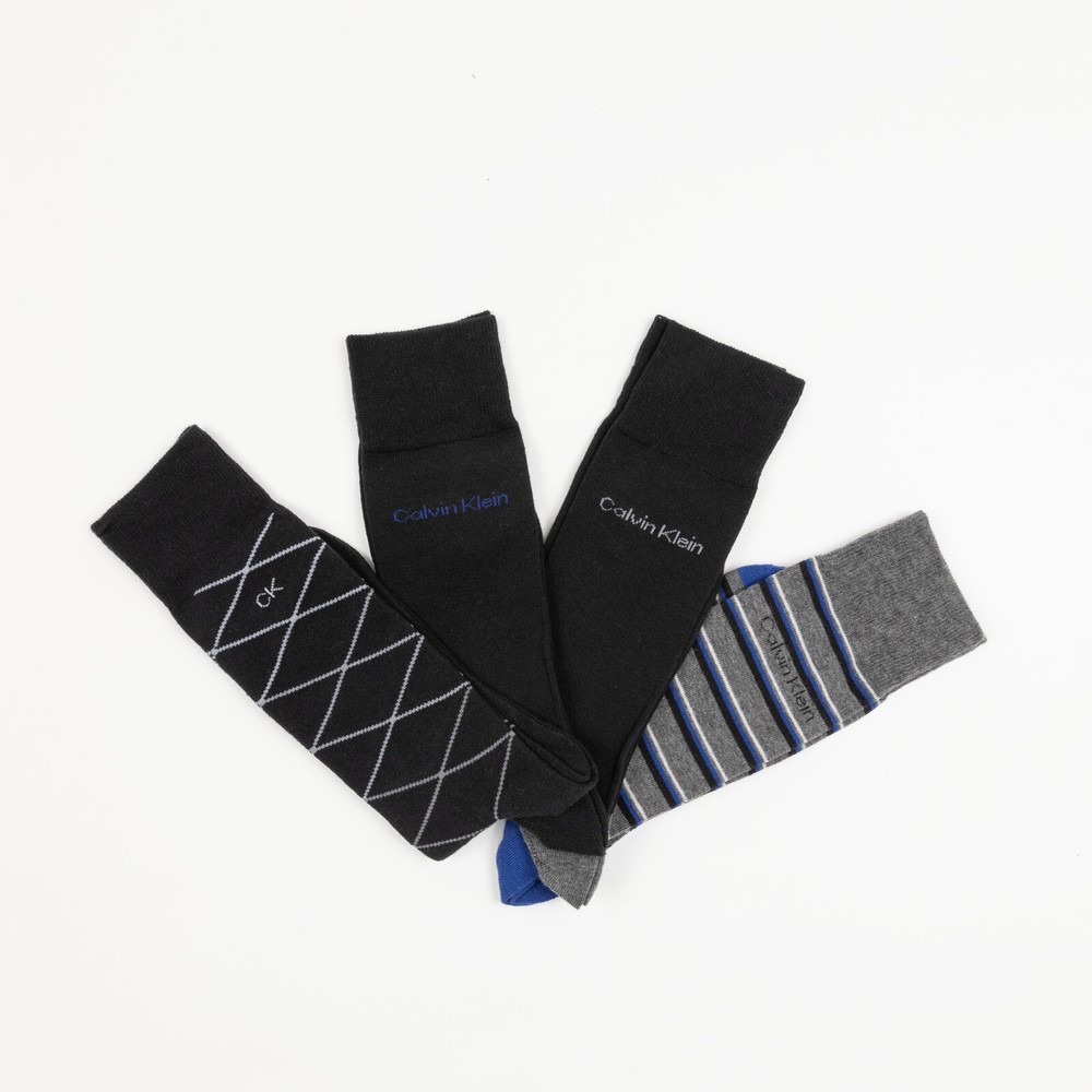 Calvin Klein Men's Multi-Pattern 4-Pk Crew Dress Socks Multi One Size