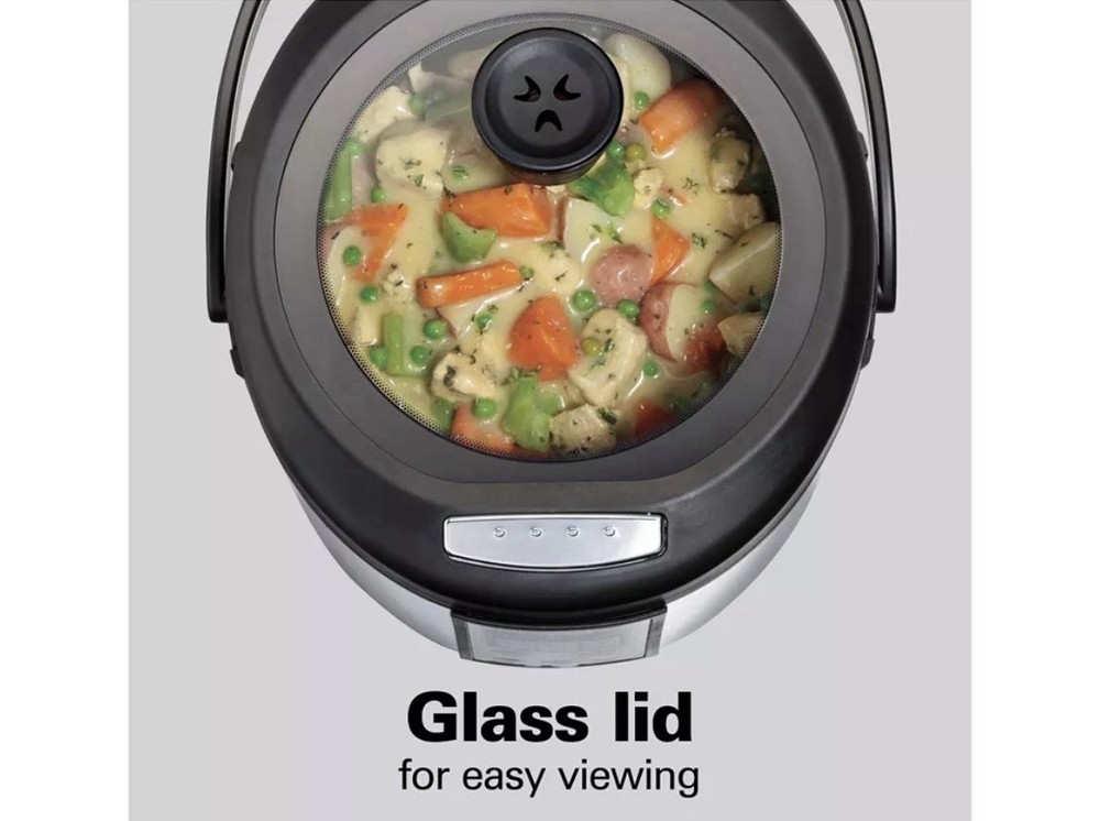 Hamilton Beach Digital MultiCooker 4.5 Quart Multi Functional Glass Lid