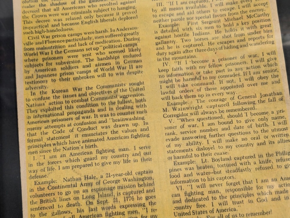 Framed US Fighting Man's Code Original Old Comic Book Ad Advert Wall War Brave