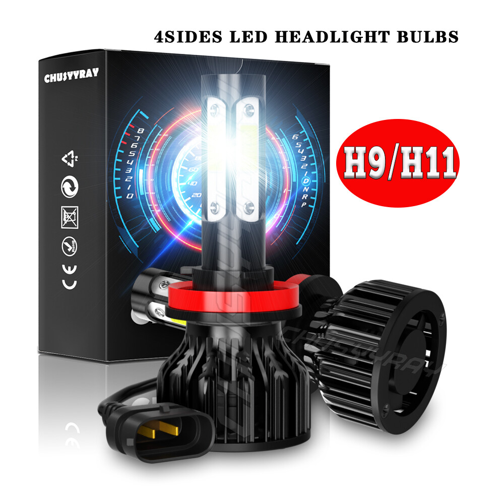4-sides H11 10000W 1000000LM LED Headlight Low Beam Bulbs Kit Super Bright White