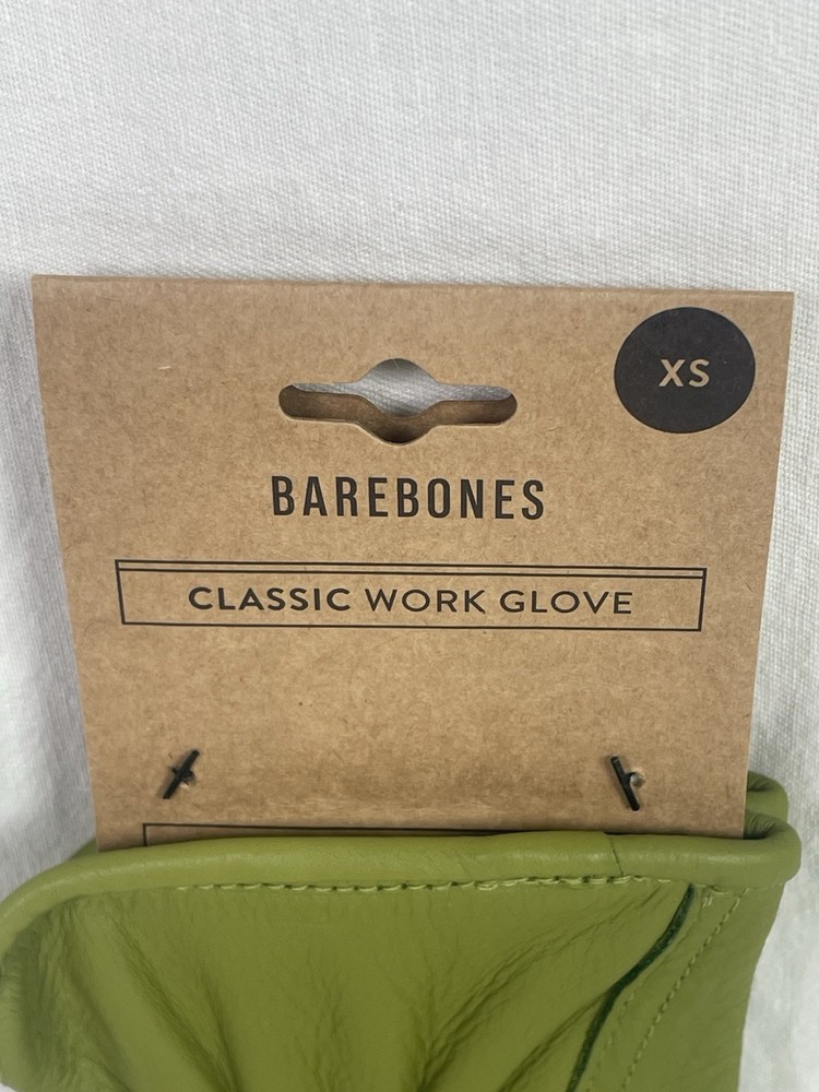Barebones Living Classic Work Gloves XS Olive Cowhide Leather