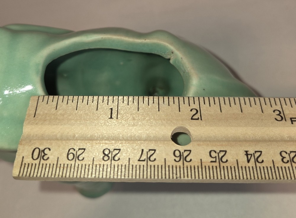 VTG Ceramic Elephant Planter Green Trunk Up Figural Spring Unmarked