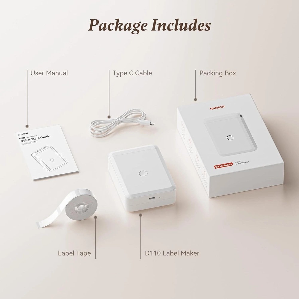 NIIMBOT D110 Label Maker Machine with Tape Small Printer Bluetooth Connection