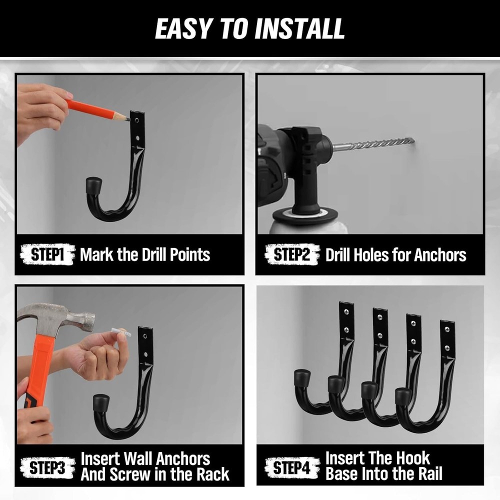 12 Pack Heavy Duty Garage Storage Hooks Wall Mount J Hooks For Hanging Tools