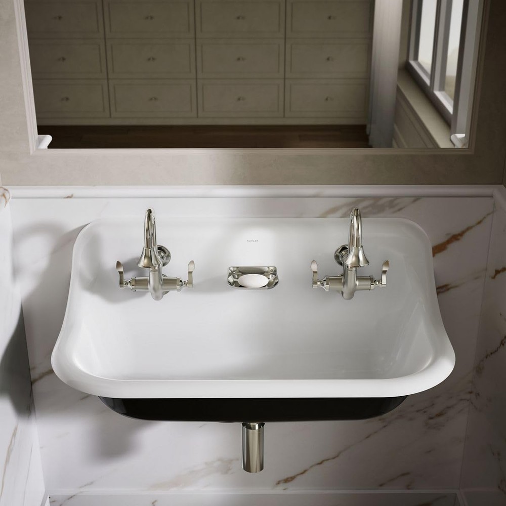 KOHLER Brockway 36" Wall-Mount Utility Sink, White, Durable Cast Iron Constructi