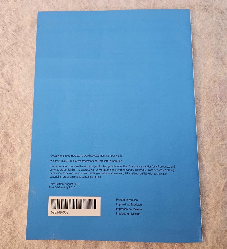 2013 Windows Basics Manual or Pamphlet by HP