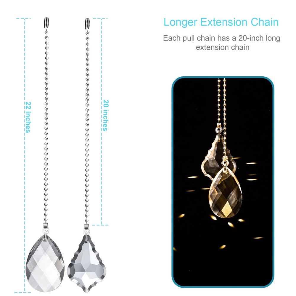 LINGTONG 2PCS Ceiling Fan Pull Chains, Premium Fan Pull Chain with 20-inches ...