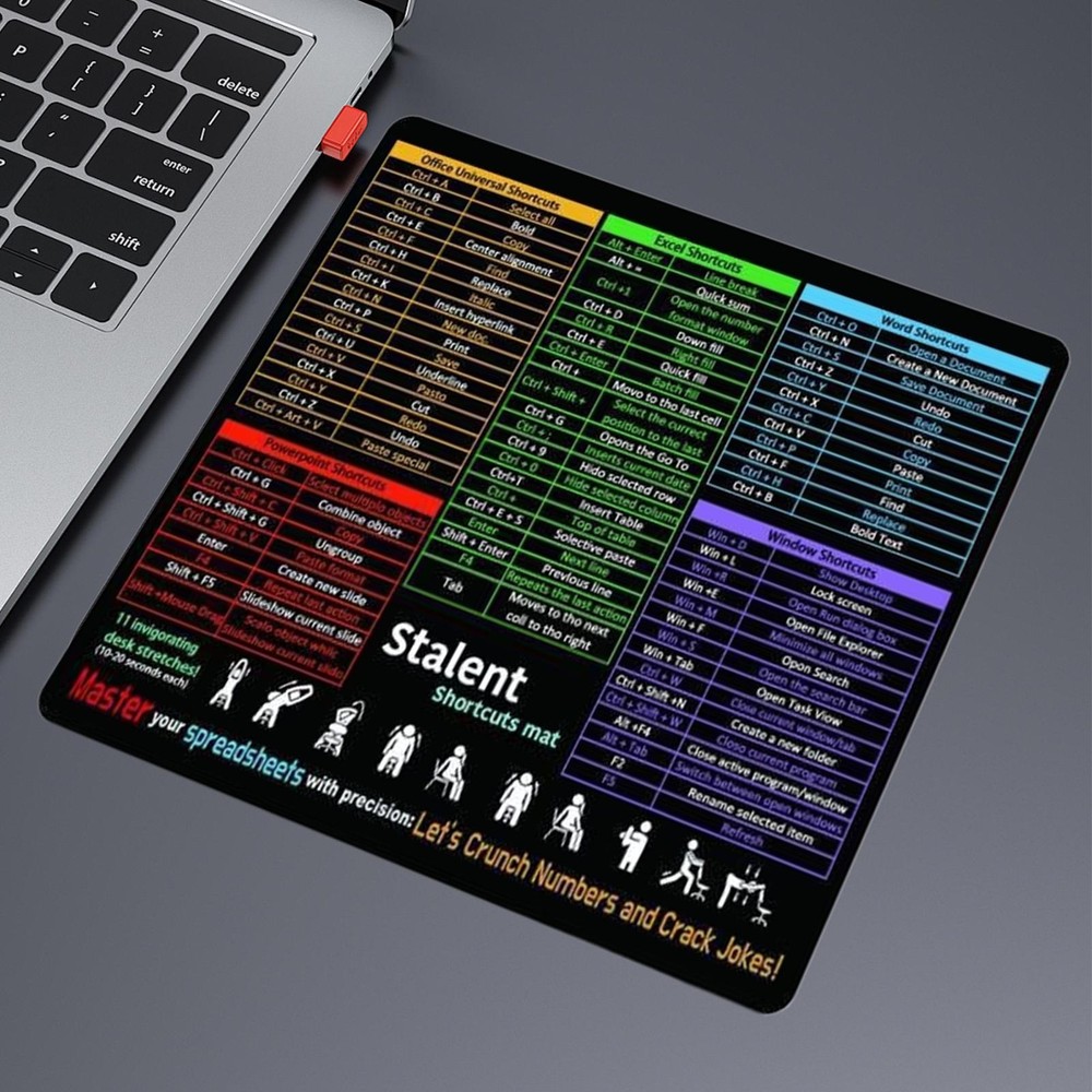 Keyboard Shortcut Mouse Pad Office/Excel/Word/PPT Shortcuts Cheat Sheet Mat