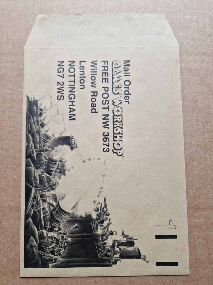 Classic Games Workshop Mail Order form & envelope - GW memorabilia- Oldhammer