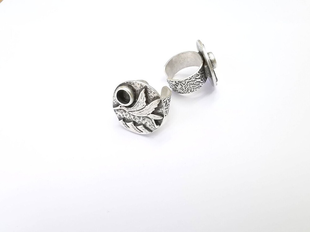 Bird Ring Blank Setting, Cabochon Mounting, Adjustable Resin Base, Inlay Ring