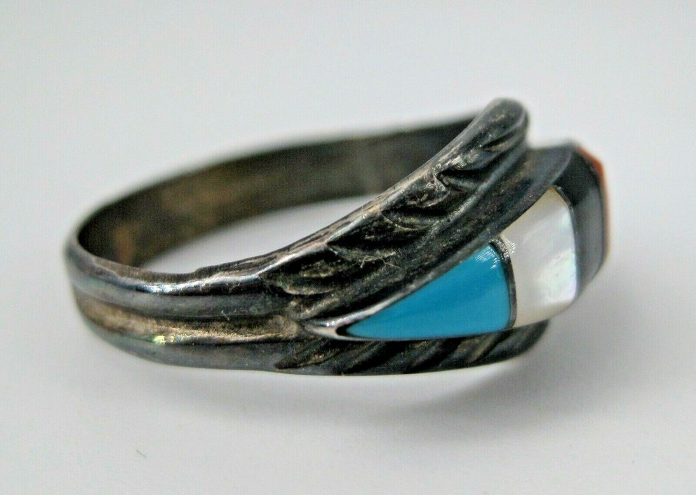 Robert Vandover Sterling Silver Multi-Stone Ring Native American Navajo Size 6