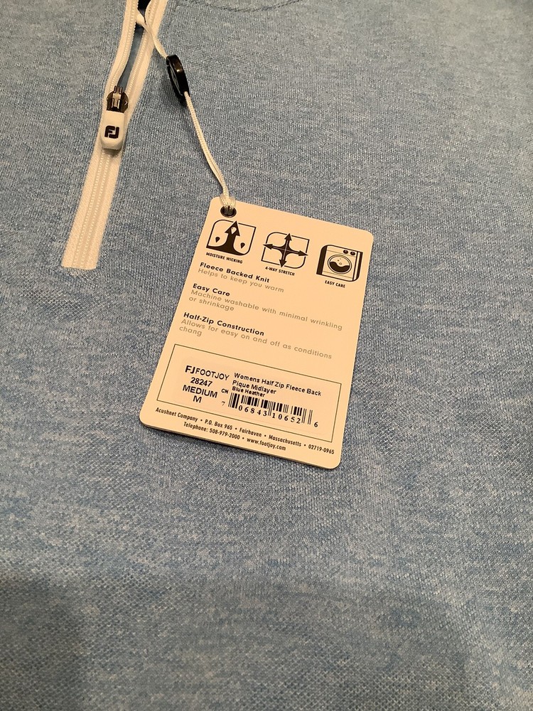 Womans Footjoy Size Medium Half Zip THE CLIFFS LOGO nwt Blue