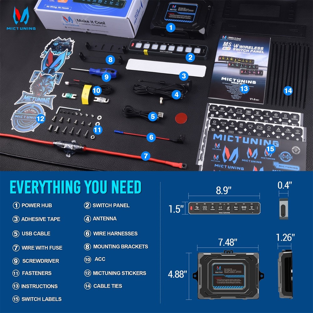 8 Gang Wireless LED Switch Panel Toggle Flash Remote Control for Boat & Vehicles