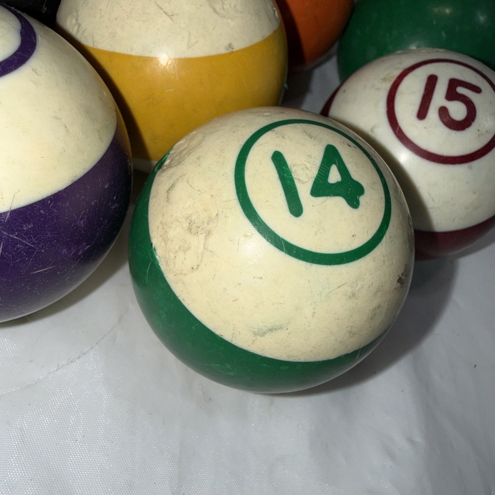 Vintage Striped & Solid Pool Ball Billiard 2 1/4" Replacement Balls Missing 11