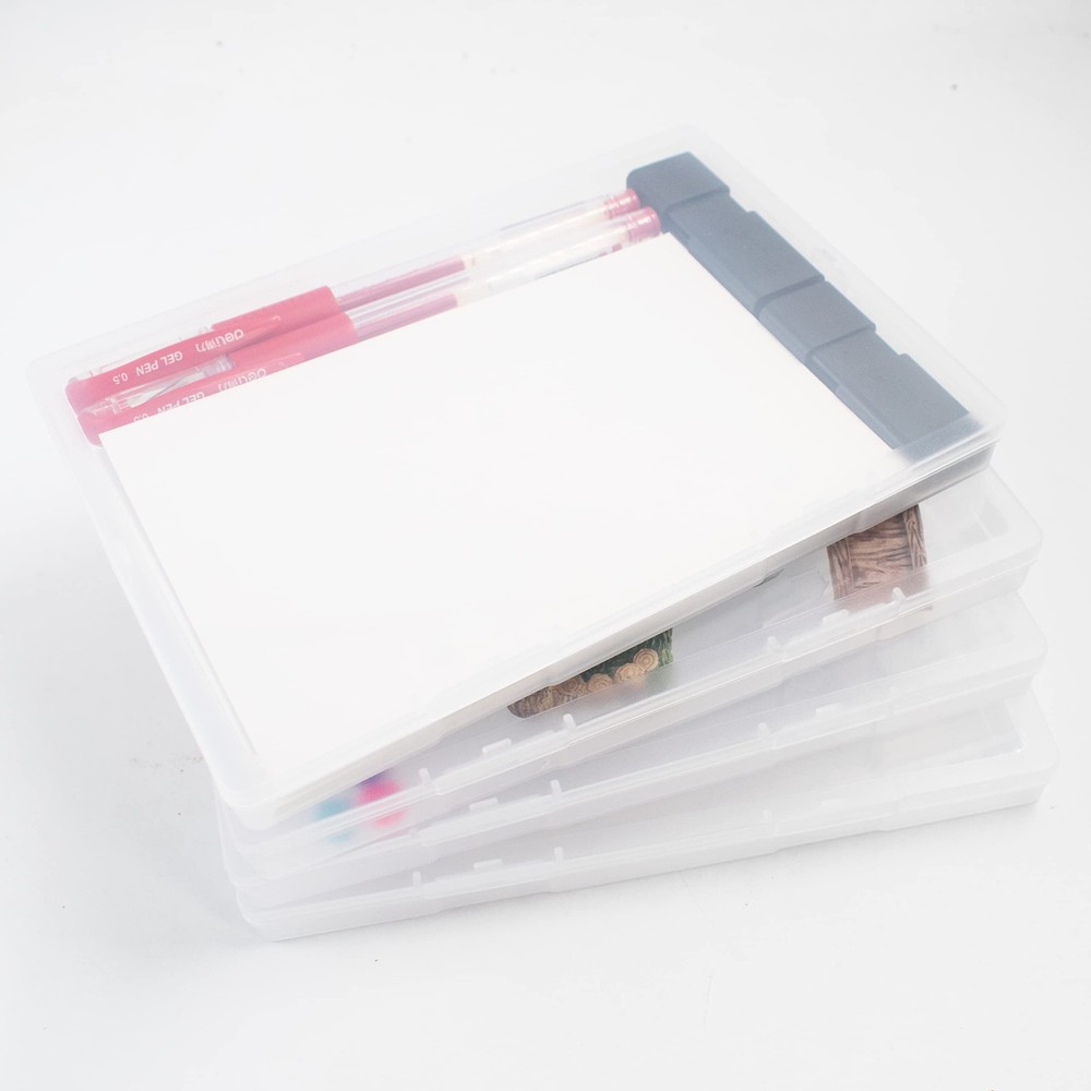 4 Pack Scrapbooking Paper Storage File Boxes B6 Plastic Box for Documents Mag...
