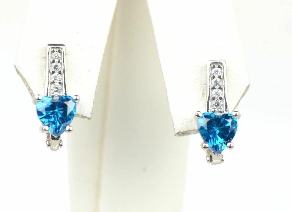 Heart Birthstone Sterling Silver Earrings