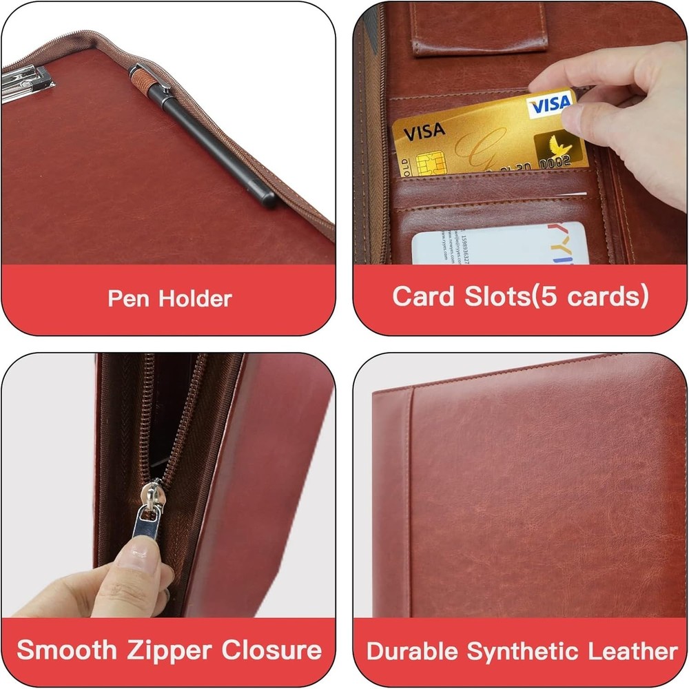 Zippered Leather Portfolio Organizer