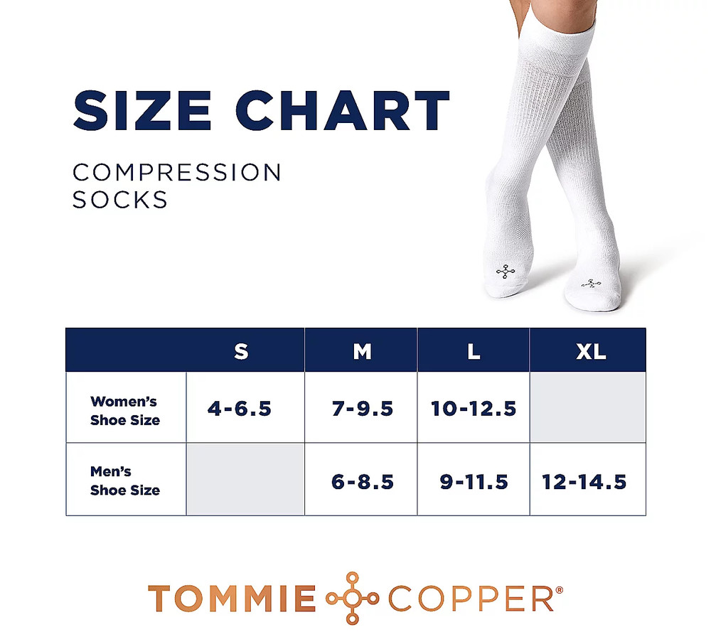 Tommie Copper 6 Pack SnugStay OTC Compression Socks BASIC - Medium