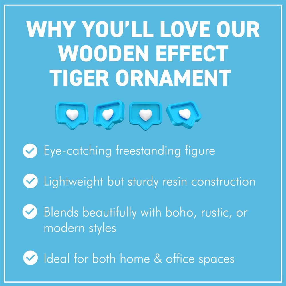 𝗪𝗢𝗢𝗗𝗘𝗡 𝗘𝗙𝗙𝗘𝗖𝗧 𝗧𝗜𝗚𝗘𝗥 𝗢𝗥𝗡𝗔𝗠𝗘𝗡𝗧 Freestanding Animal Figure