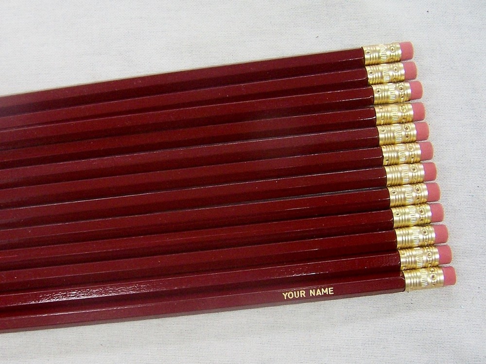 24 Hexagon "Burgundy" Personalized Pencils