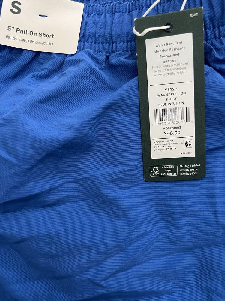 NWT Alpine Design Men's 5" Pull-On Short - Small- Blue Infusion