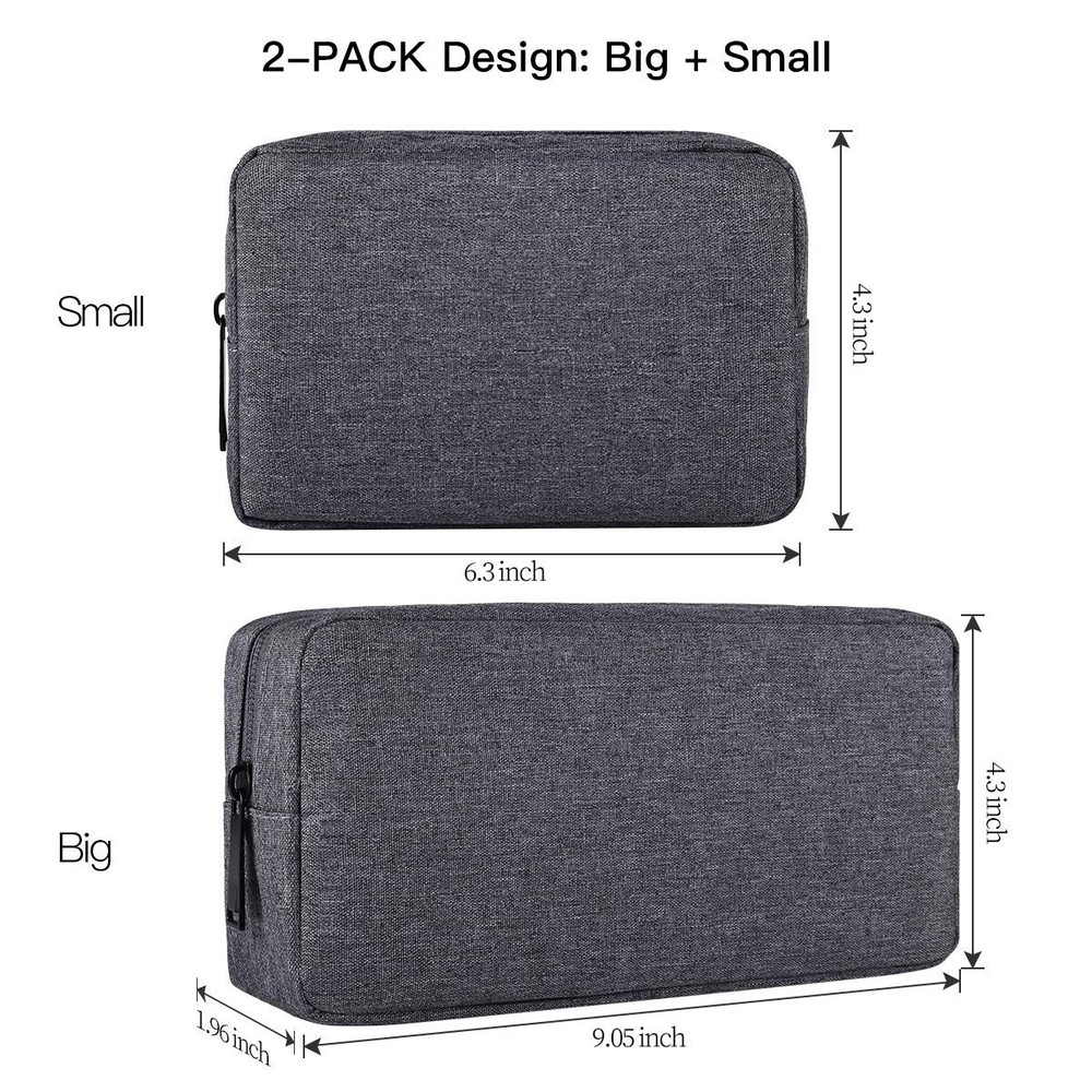 Universal Electronics Accessories Carrying Case 2pcs Big + Small Portable Storag