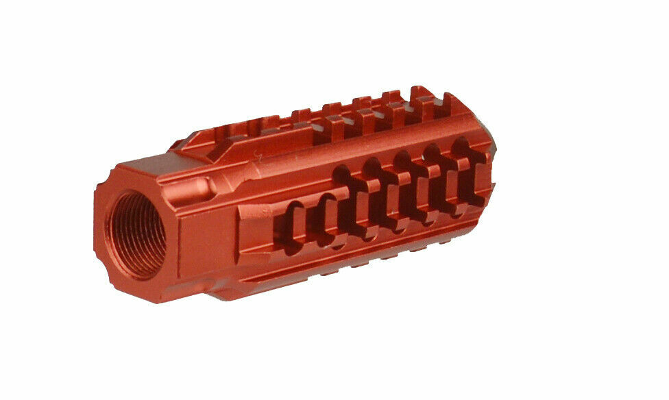 Red Compact Skeleton Muzzle Brake Compensator 1/2x28 Thread For .22LR/5.56/223