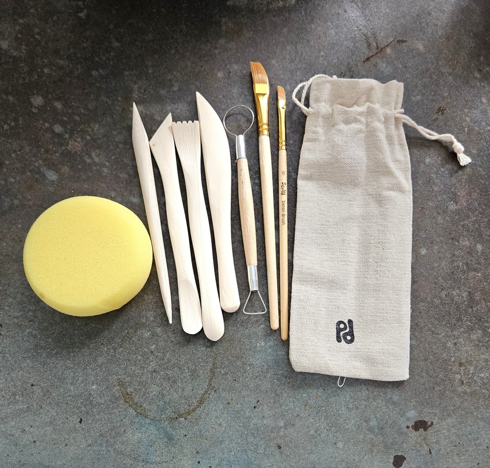 2 Sets Basic Wood Clay Working Tools In Bag From Sculpd NEW!