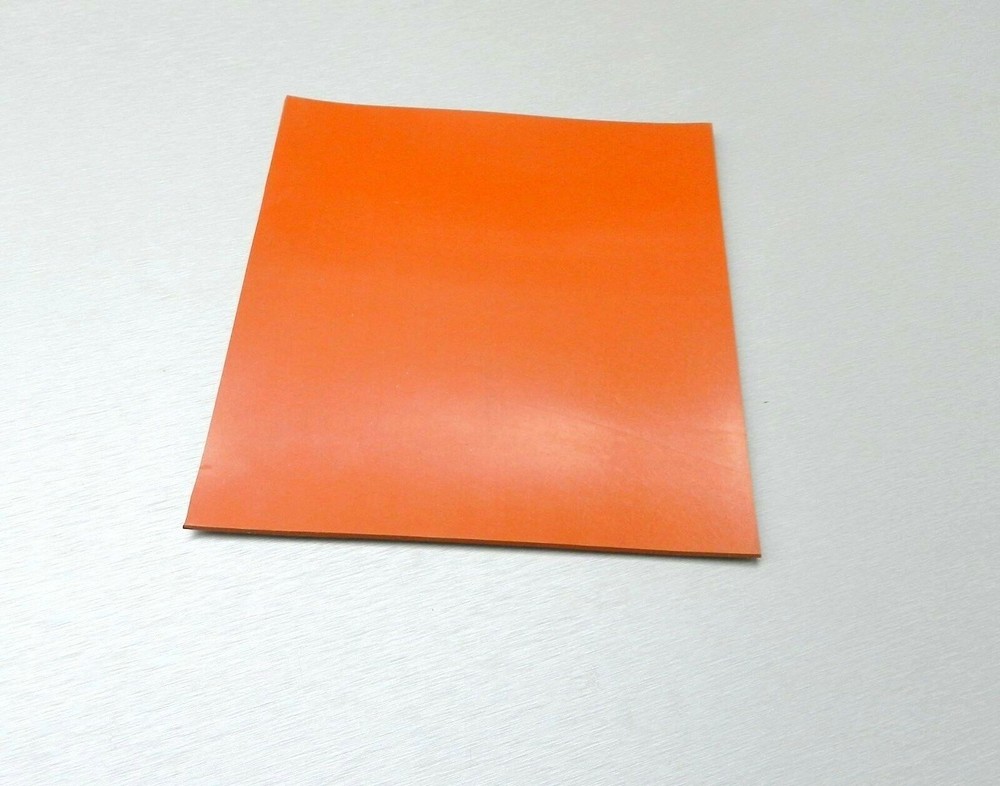 Silicone Rubber Pad High Temp Solid Red/Orange Grade Sheet 6" x 6" x 1/4" Thick