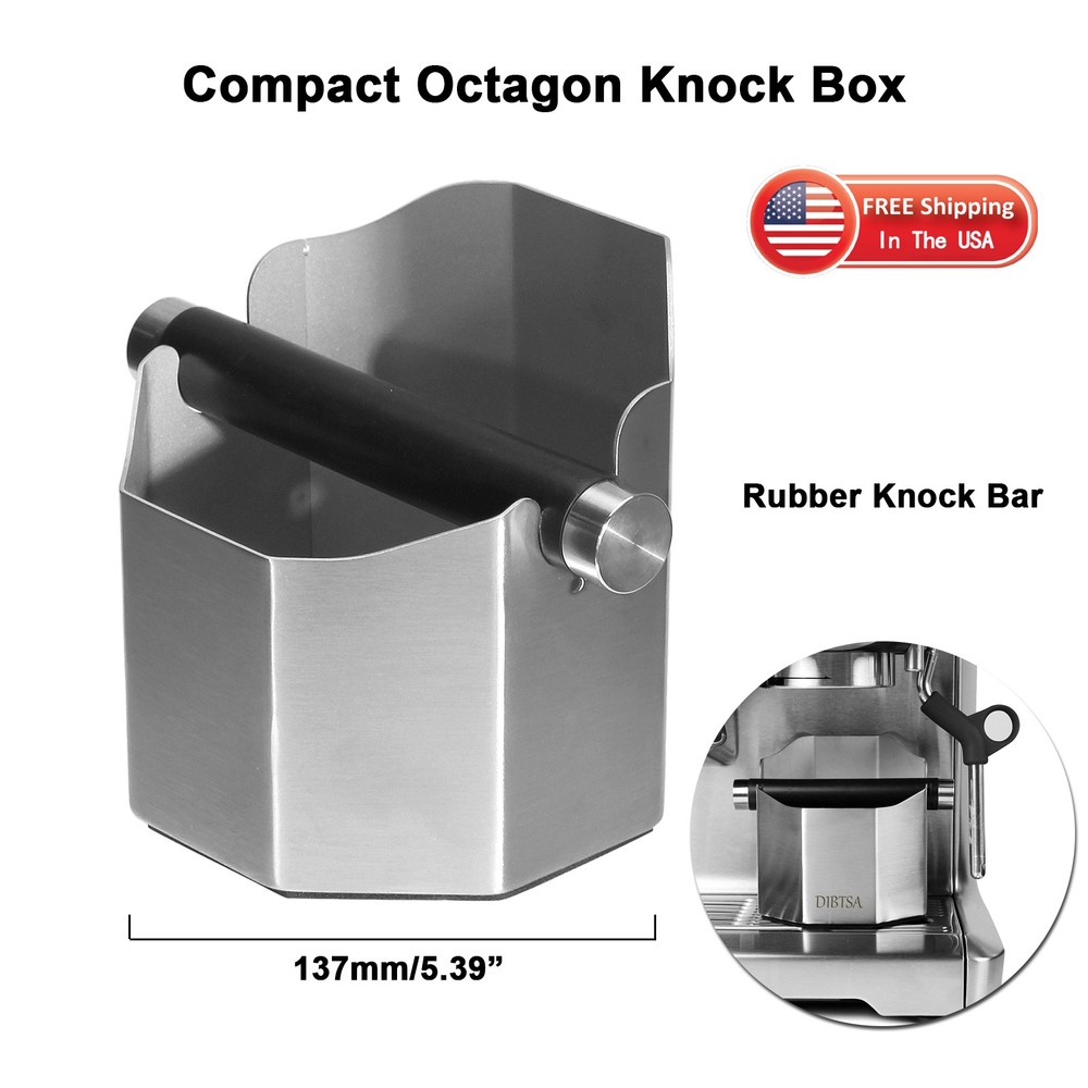 Octagon Coffee Grounds Knock Box Compact Espresso Pucks Bucket Bin Removable Bar
