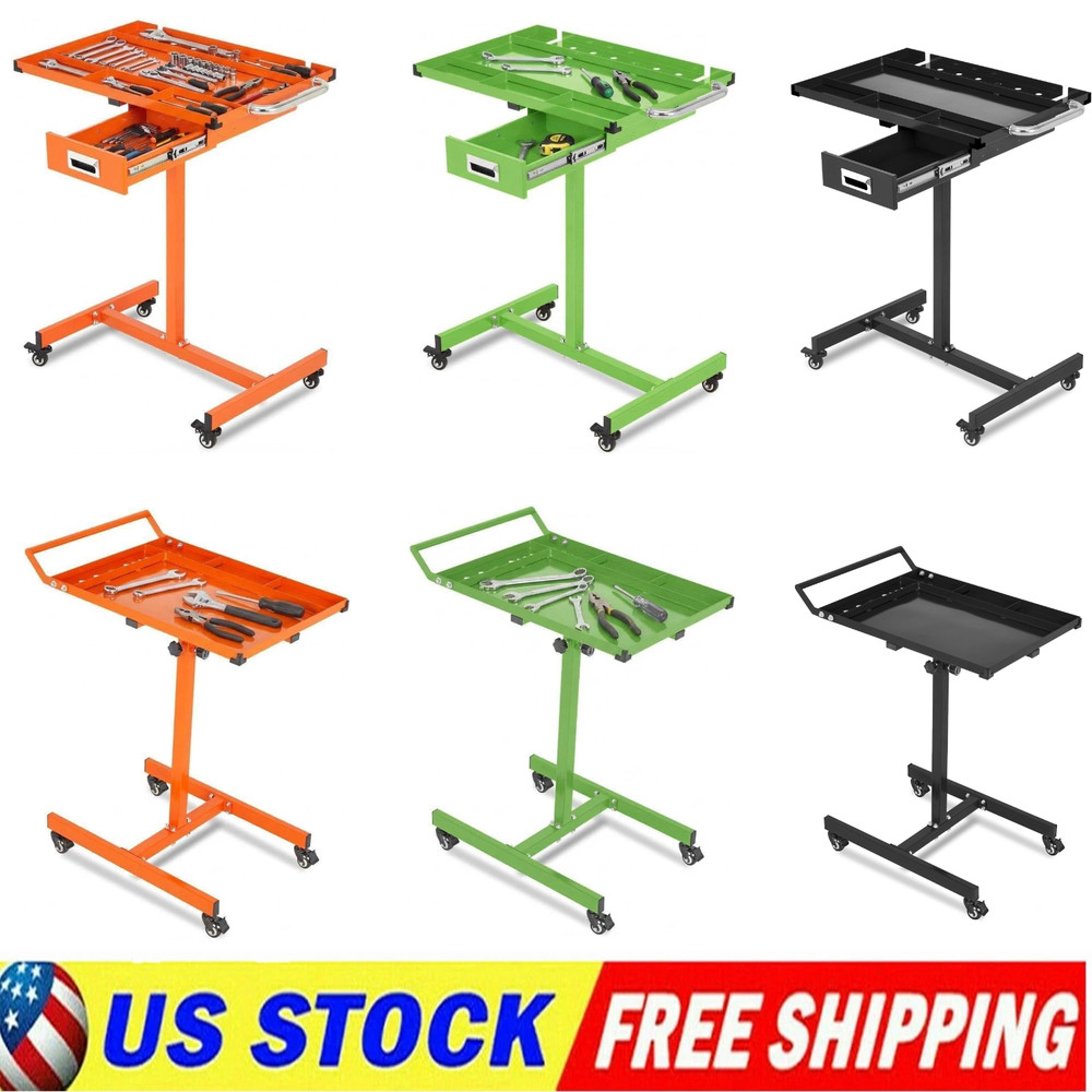 🔥Heavy-Duty Rolling Tool Cart Garage Mobile Adjustable Workbench 330lb Work Tab