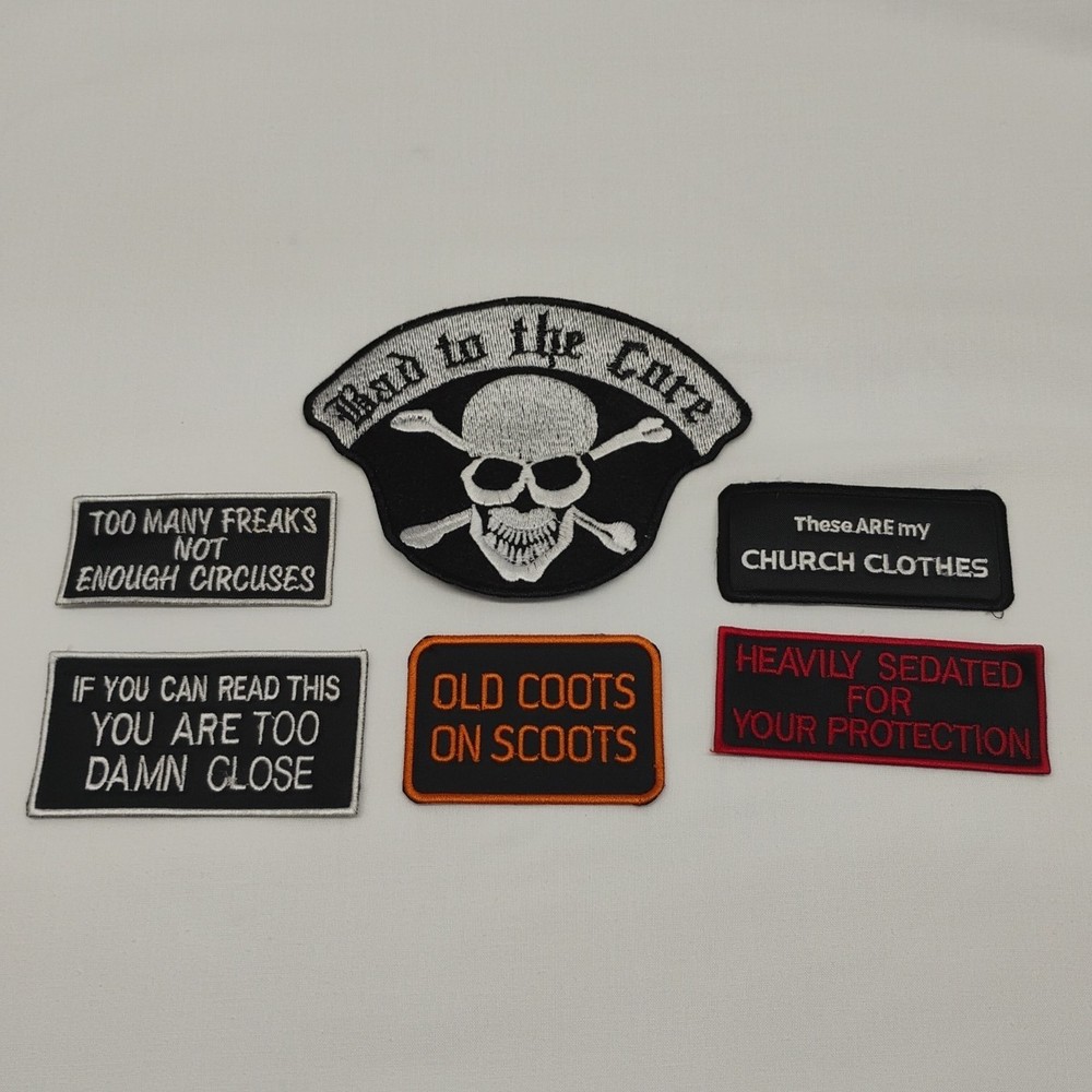 6pc Motorcycle Biker Vest Jacket Patch Patches Unused Collected