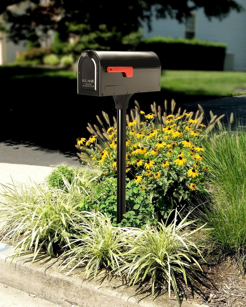 7680B-10 MB1 Mount Mailbox and In-Ground Post Kit, Medium, Bl