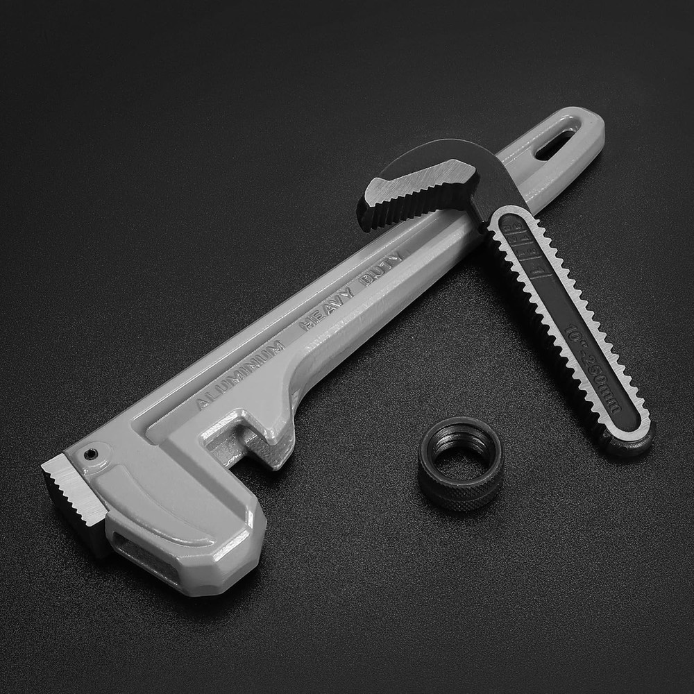 10-Inch Adjustable Aluminum Pipe Wrench - Effortless Operation & Access