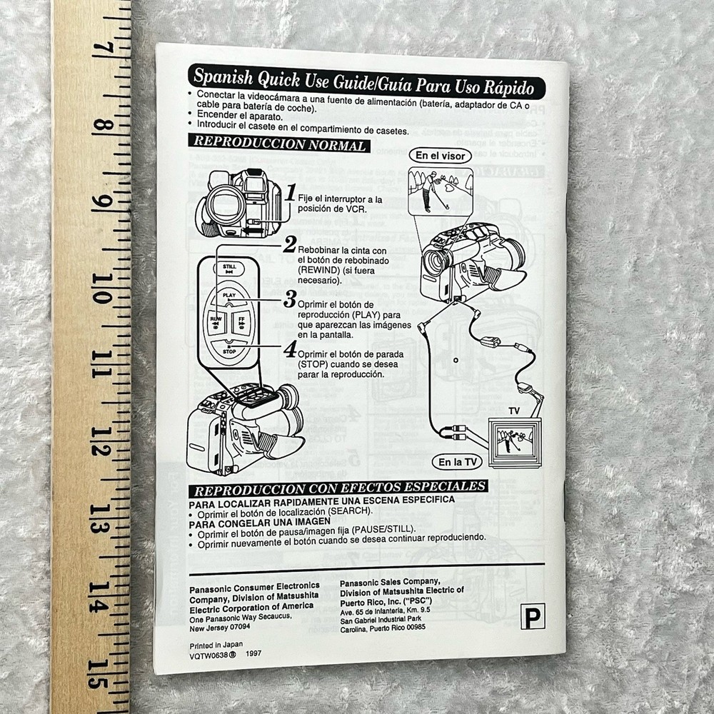 1997 Panasonic Palmcorder PalmSight Camcorder Operating Instructions PV-L657