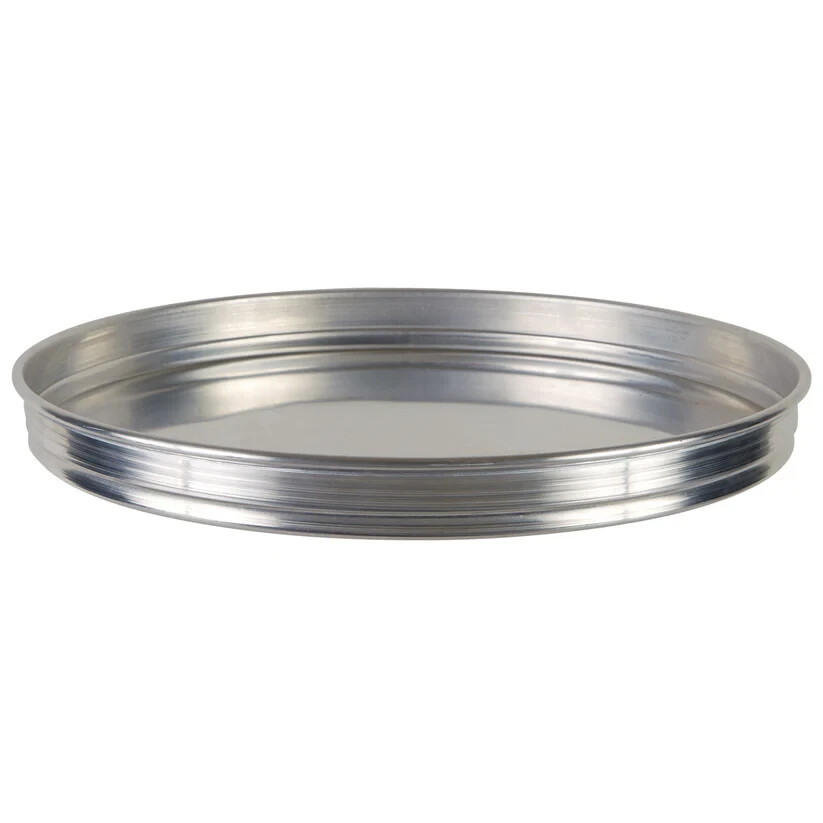 Winco 14" x 1.5" Aluminum Pizza Pan, Silver