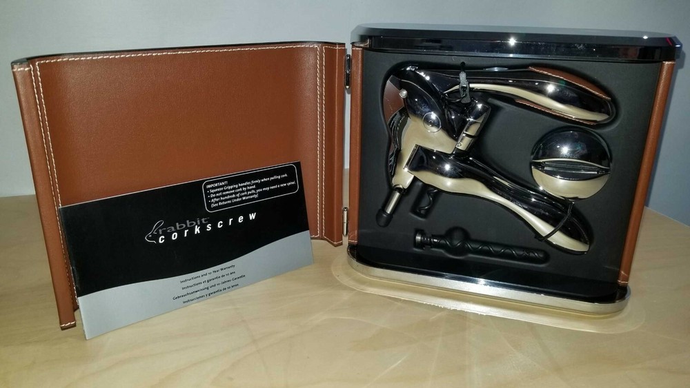 Metrokane VIP Edition Leather-Bound Rabbit Corkscrew - Saddle Brown - 6090
