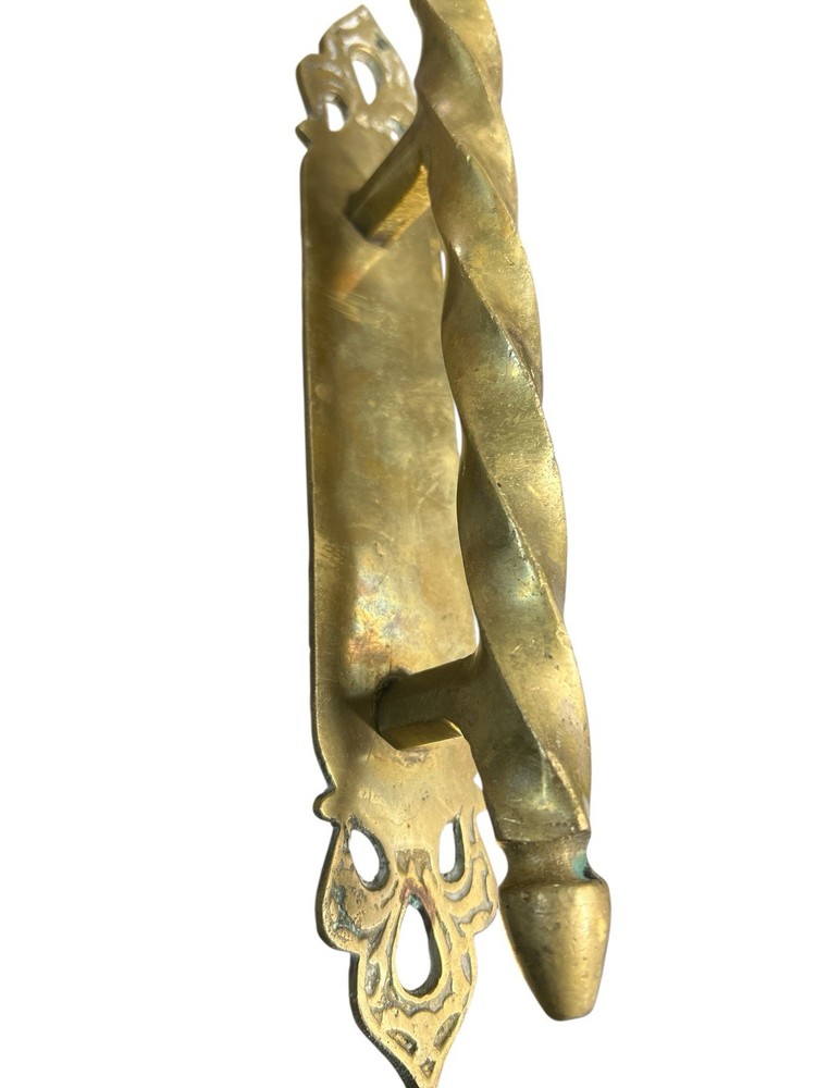 Ornate Solid Brass Door Pull Handle Architectural Salvage Aged Patina MCM