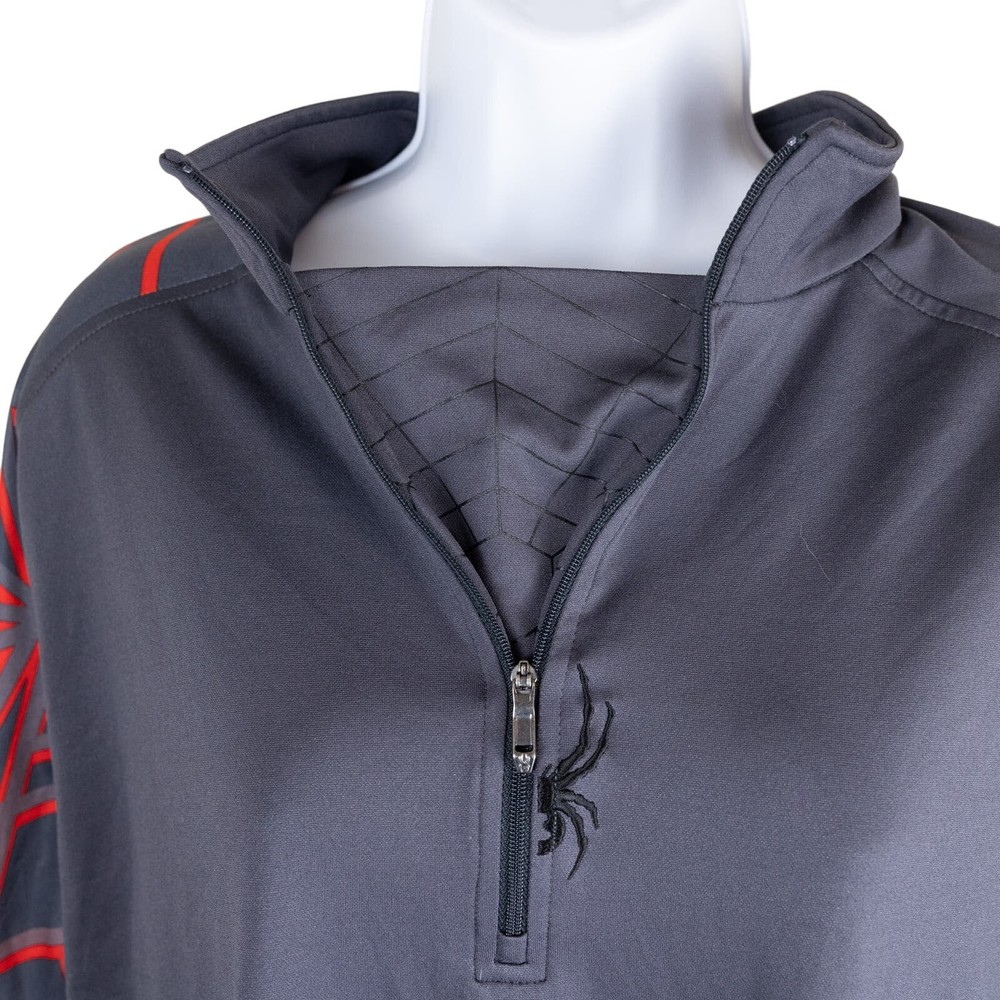 Spyder Gray Red Mens 1/4 Zip Performance Top Large