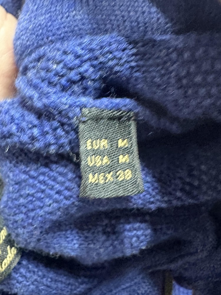 Massimo Dutti Sweater Mens Medium Blue Cotton Textured Pullover Button Collar