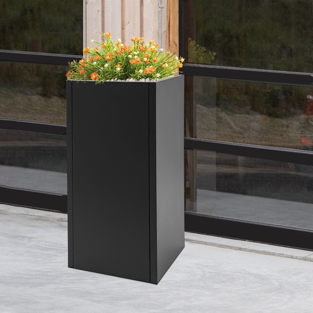 Tall Outdoor/Indoor Planter Box, Rectangular Large Flowerpot, Tall Metal Planter