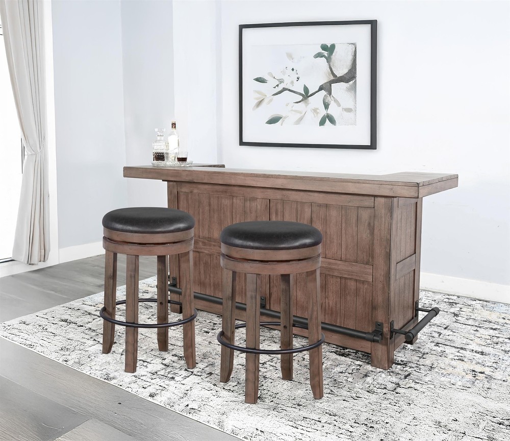 Sunny Designs 80" Traditional Wood Home Bar with Stools