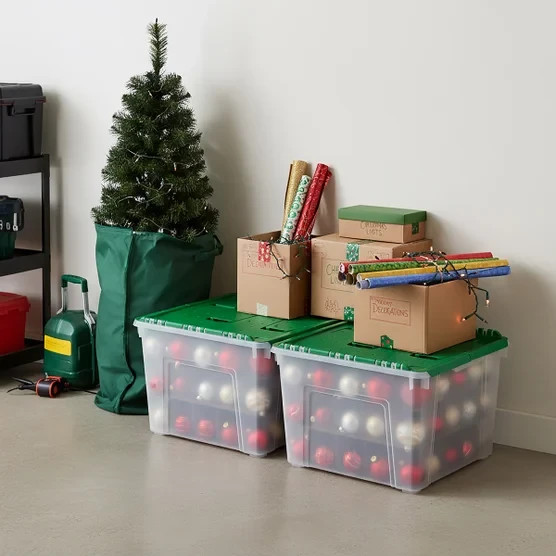 STORAGE BOX CONTAINERS BINS PLASTIC BOXES WITH LIDS STACKABLE TOTES ORNAMENT 15G