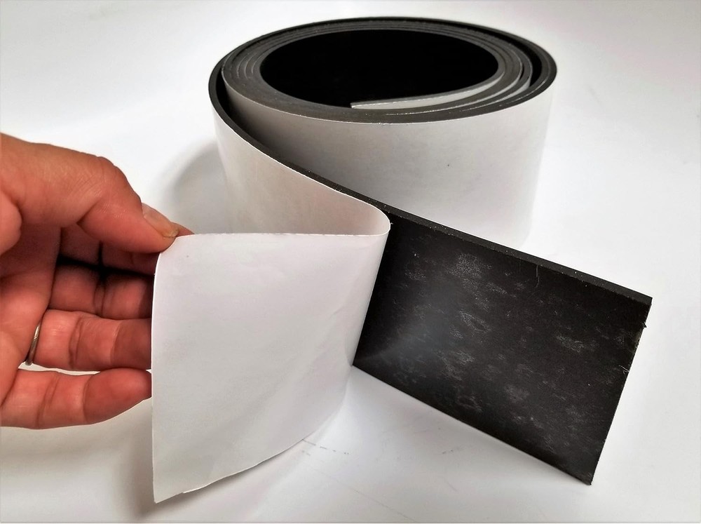 Neoprene Solid Strip with PSA 3/16" Thick x 3" wide x 10ft long 60A Duro, Black