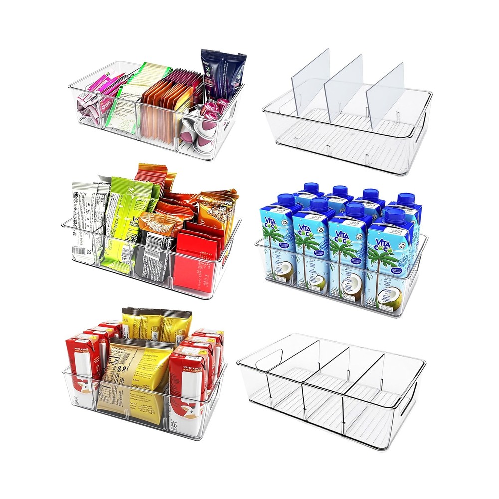 6-Pack Pantry Organizer Bins – Clear Storage Containers for Pantry,... Fas