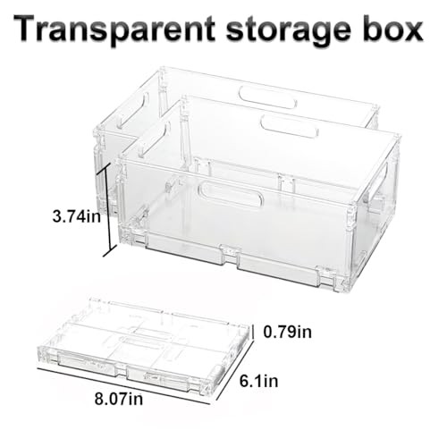 2-Pack Foldable Plastic Baskets, Stackable 2 pack (Small: 8.07"x 6.1" x 3.74")