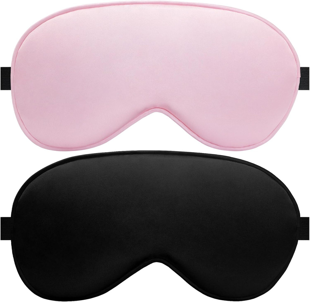 Silk Sleep Mask � 2 Pack Silk Eye Mask for Sleeping, Adjustable Strap, 100% Blac
