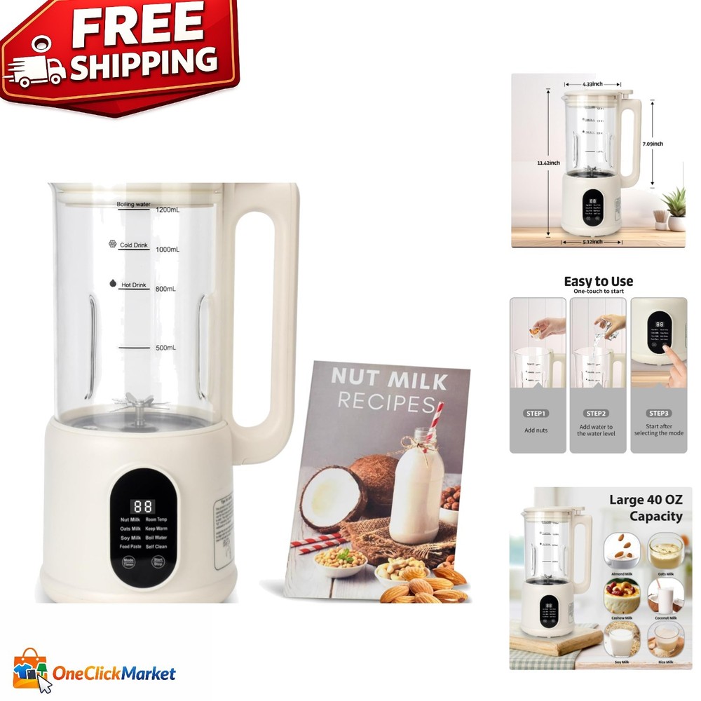 40oz Plant-Based Milk Maker with One-Touch Program and Self-Clean Feature