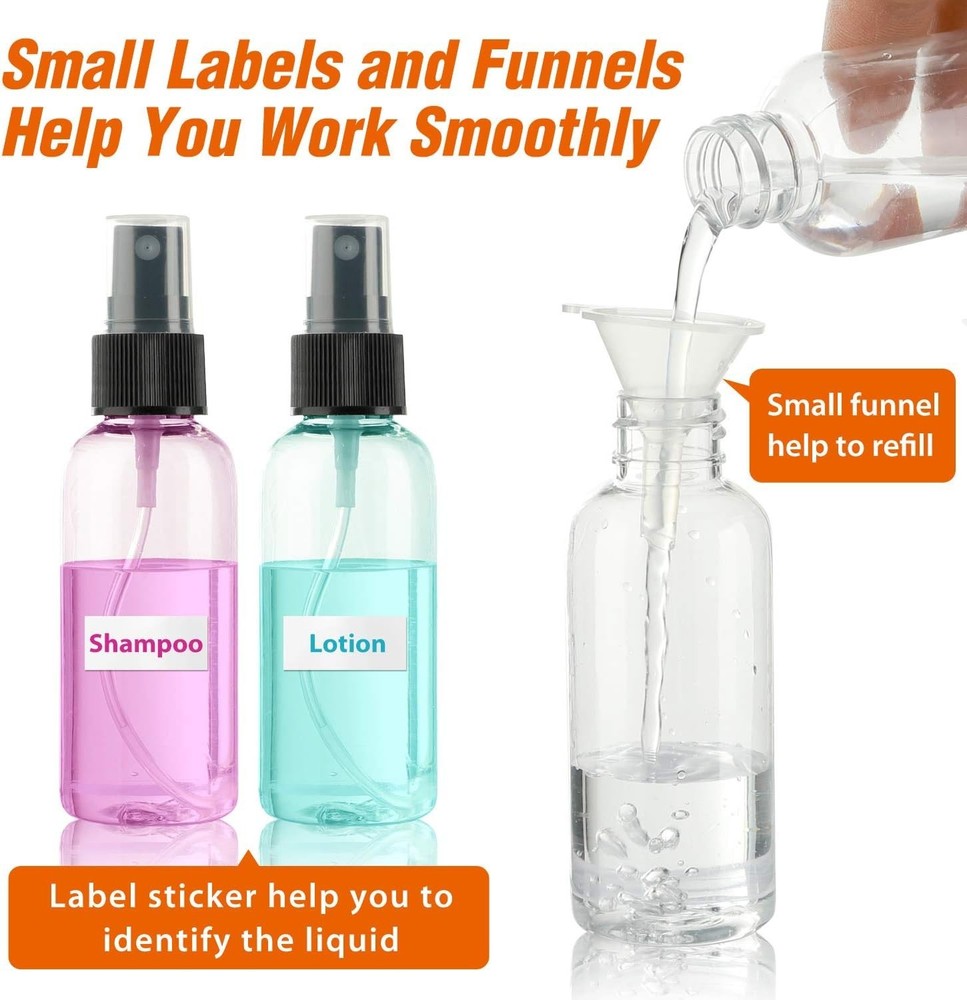 30 Pack 2 Oz Fine Mist Mini Clear Spray Bottles with Pump Spray Cap - for Essent